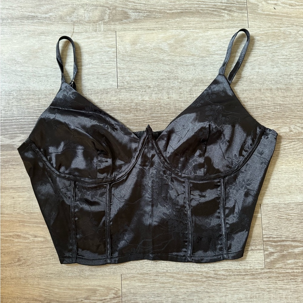 Silk floral bustier crop top